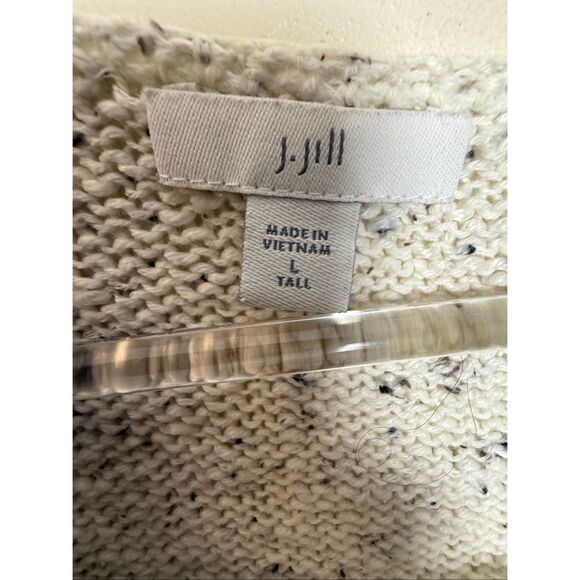 J Jill Tall Speckled Knit Sweater Cream Gray Size Large - Picture 2 of 4